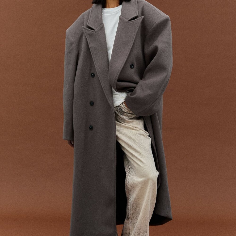 Source Unknown Wallis Oversized Grandpa Coat in Grey - Picture 4 of 5